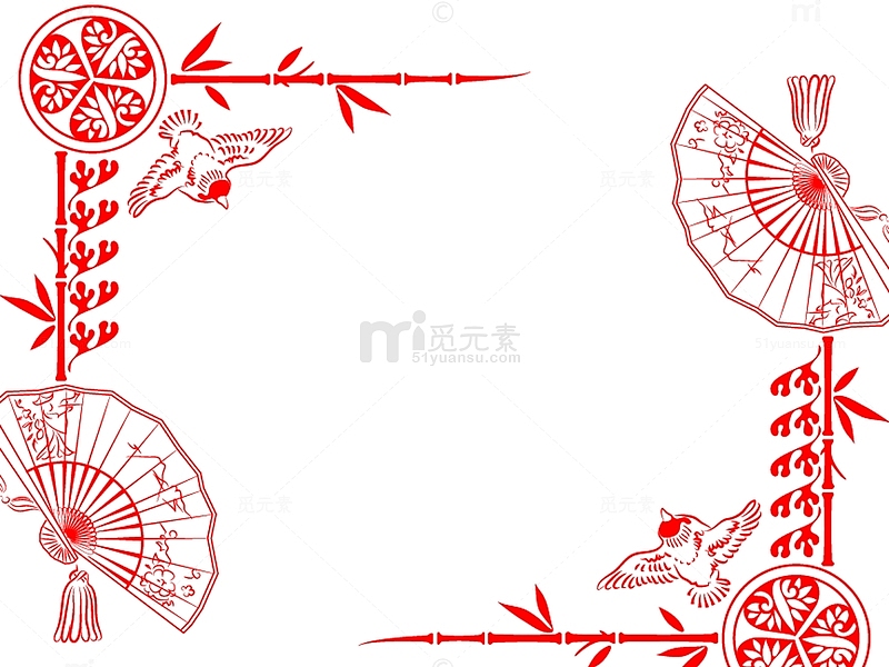 红色中国风剪纸纹路背景图