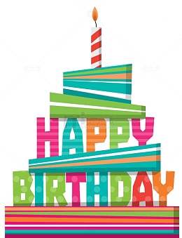 彩色生日蛋糕贺卡矢量图