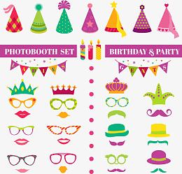 矢量生日眼镜和帽子