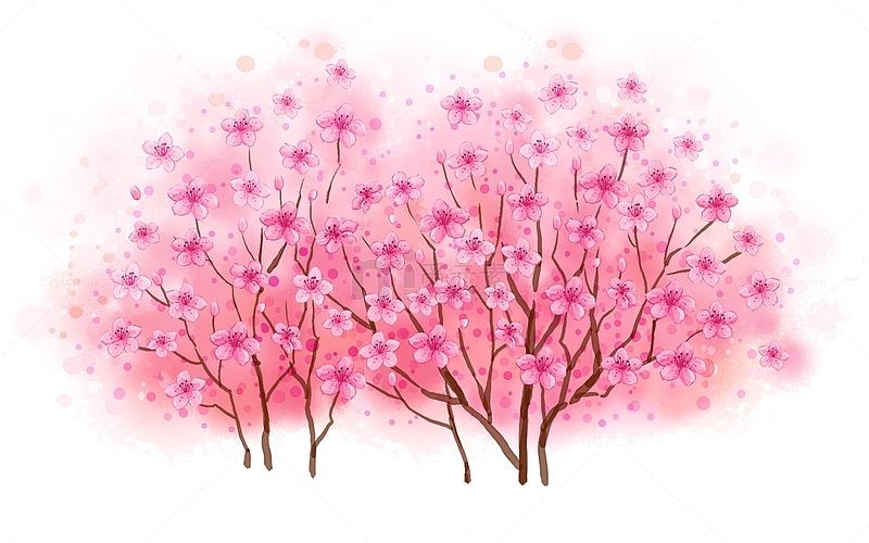 高清创意合成粉红色的桃花森林