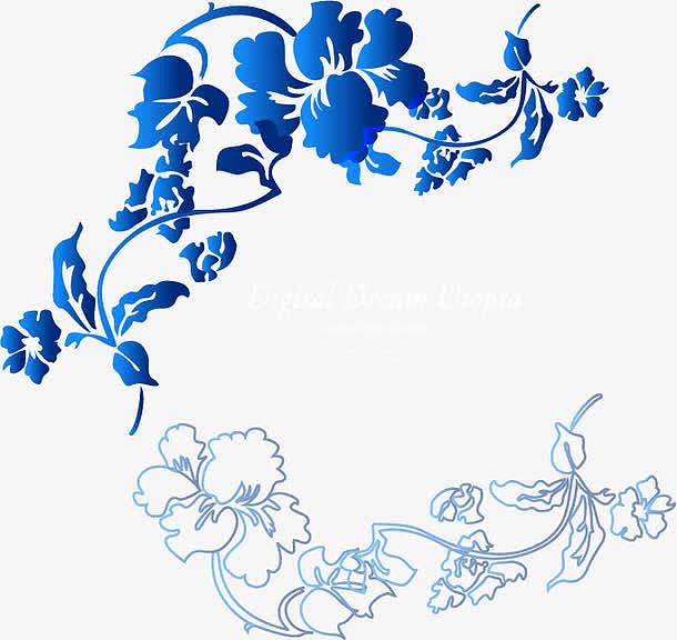 韩国时尚花纹装饰青花瓷蓝