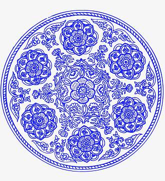 圆形青花花纹