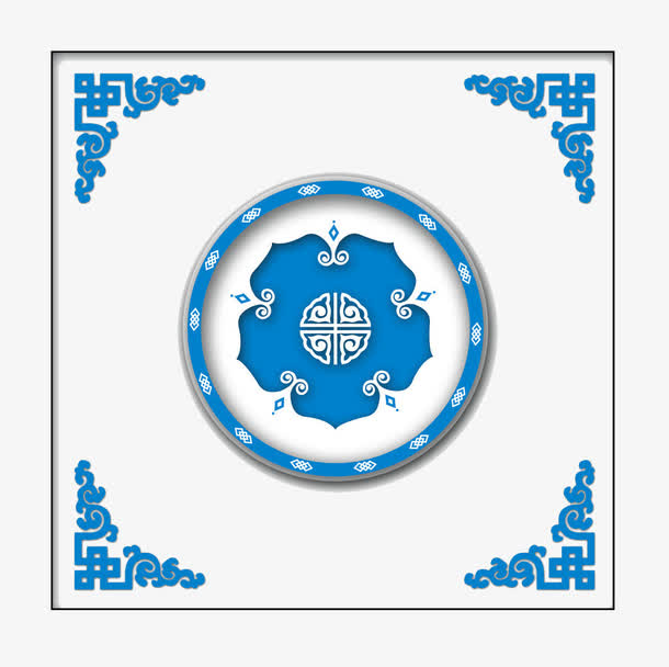 蓝色青花瓷图案免抠素材免费下载_觅元素51yuansu.com