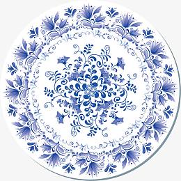 矢量青花瓷盘子