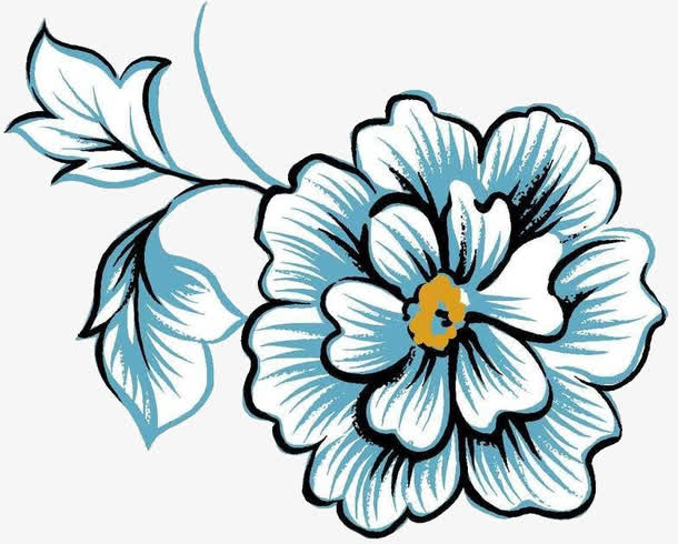蓝色唯美手绘花朵