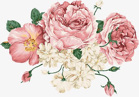 一朵png免抠卡通手绘复古中国风站在花朵psdpng手绘复古牡丹花海报png