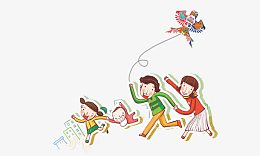一家人放风筝手绘