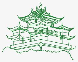 杭州标志性建筑线稿