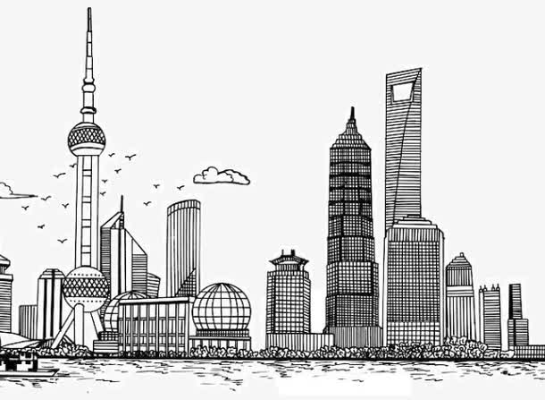 上海高楼简笔画图片