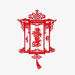 创意红色的剪纸灯笼造型