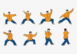 男子做太极拳载体的集合