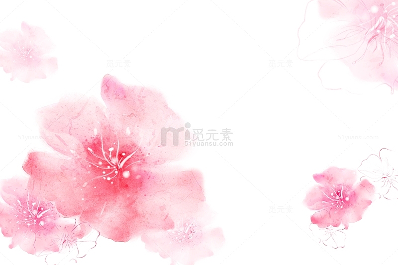 手绘创意彩绘水彩粉红色的樱花