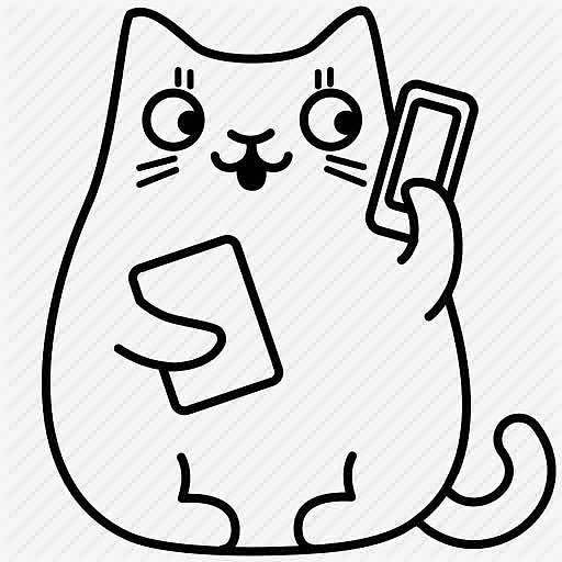 手绘创意合成拿着手机的小猫咪