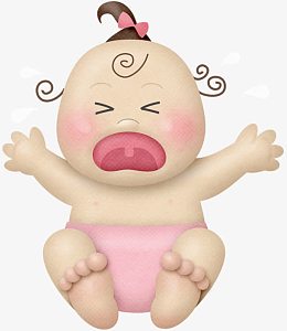 手绘粉色婴儿嚎啕大哭
