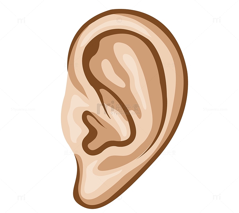 矢量卡通人耳朵听力部位