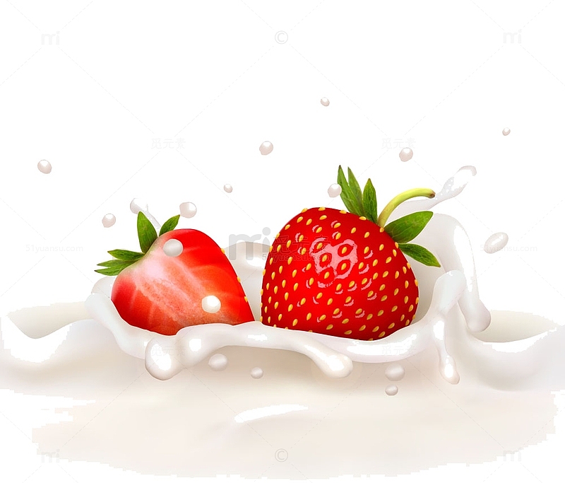 浮在牛奶上的草莓