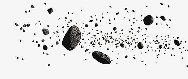 创意合成黑色的飞溅旋转的石头岩石