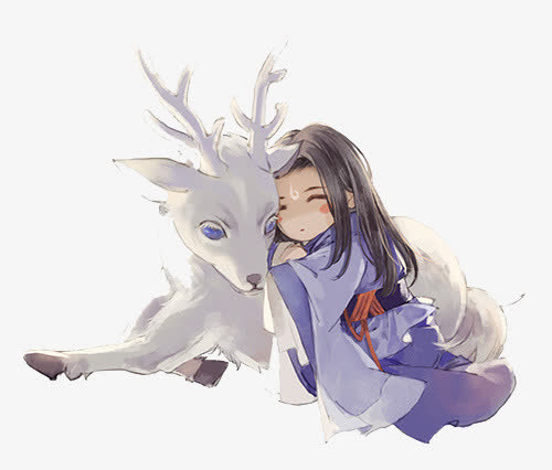 手绘卡通人物梅花鹿