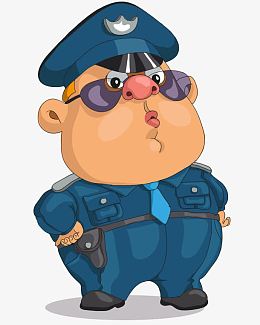 创意扁平风格胖警察