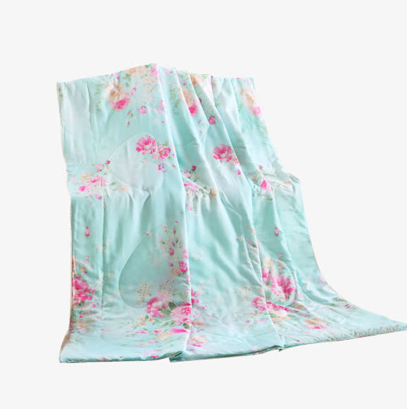 蓝色碎花家纺床单免抠素材免费下载_觅元素51yuansu.com