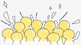 卡通手绘人群尖叫