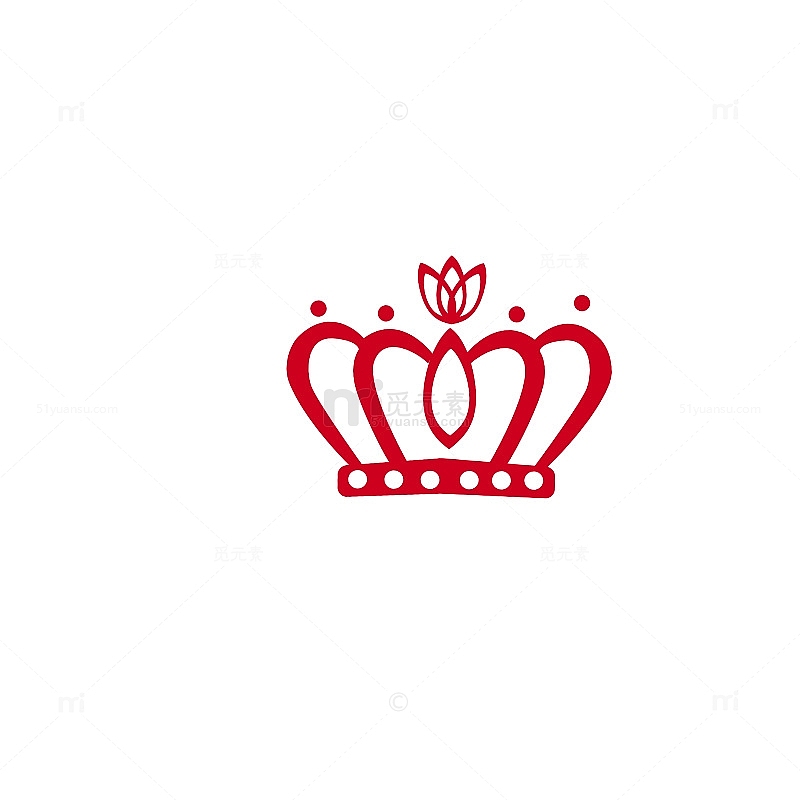 创意扁平手绘红色的皇冠
