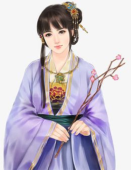 紫色古典手绘侍女丫鬟