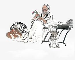 手绘复古大夫插图