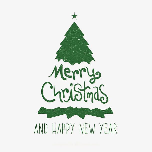 创意扁平手绘绿色的圣诞树