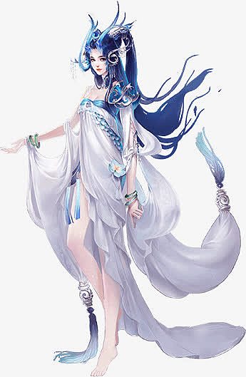 手绘古代长发美女