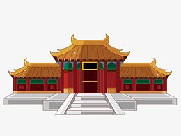 古典手绘卡通豪华建筑