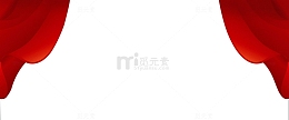 红色节日帷幕窗帘手绘