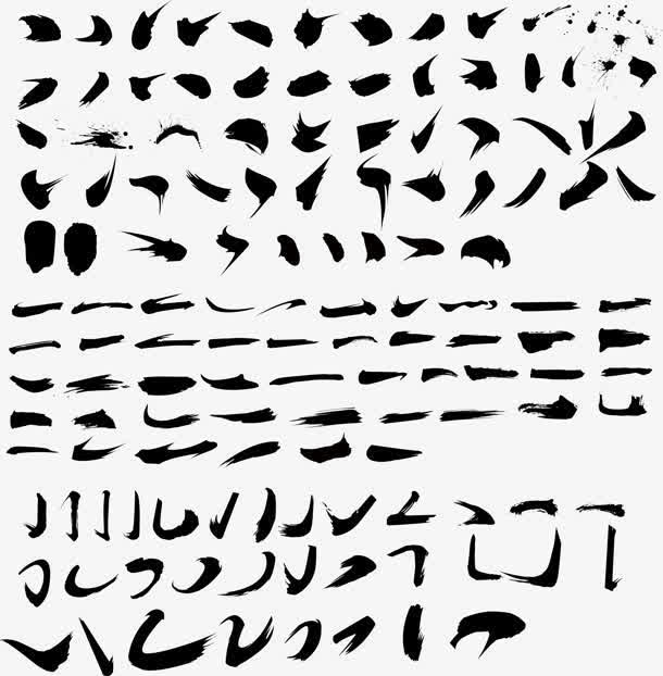 黑色墨迹笔画艺术素材免费下载_觅元素