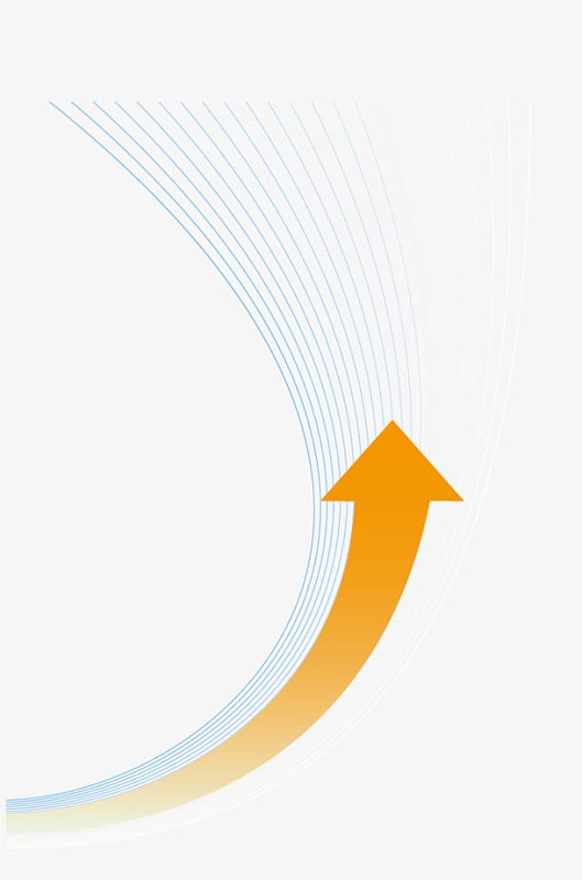 黄色卡通箭头蓝色曲线设计