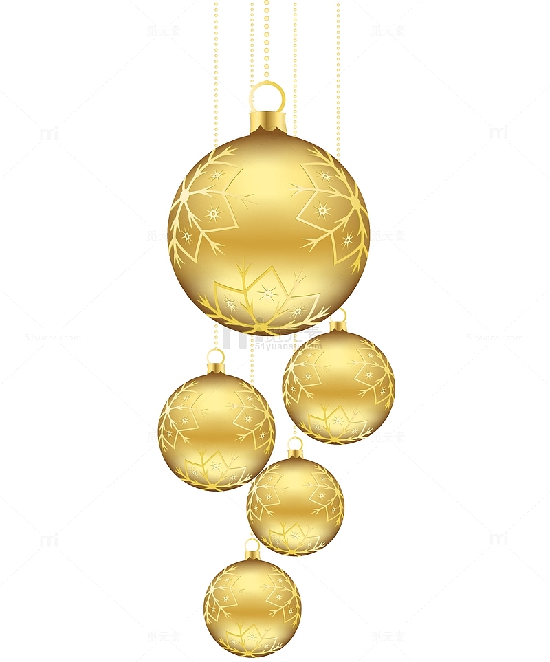 金色雪花装饰圣诞圆球