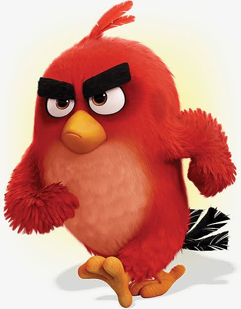 红色卡通手绘愤怒的小鸟