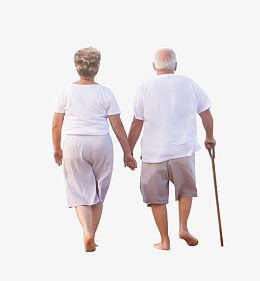 老人搀扶牵手人物背影