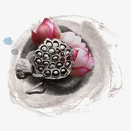 水墨合成荷花效果形状瓷器
