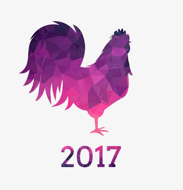紫色2017鸡年吉祥图案