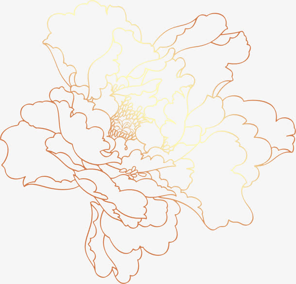 手绘金色牡丹花素材