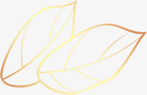 手绘金色叶子素材