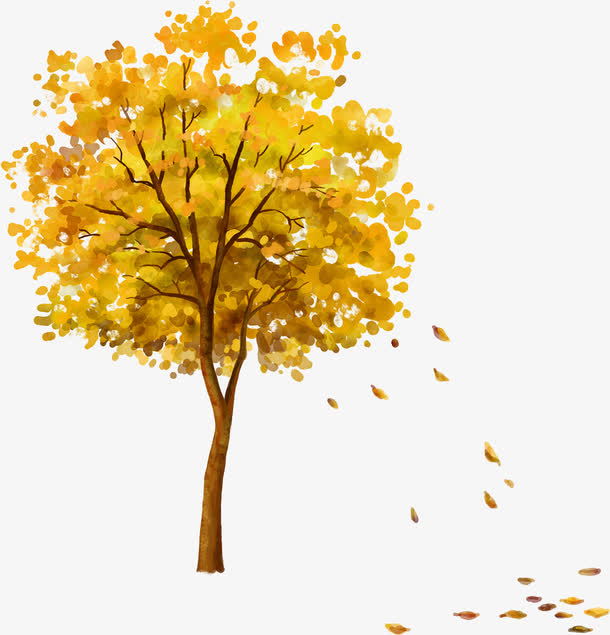 秋天手绘树木插画素材