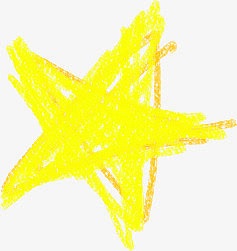 手绘黄色蜡笔星星