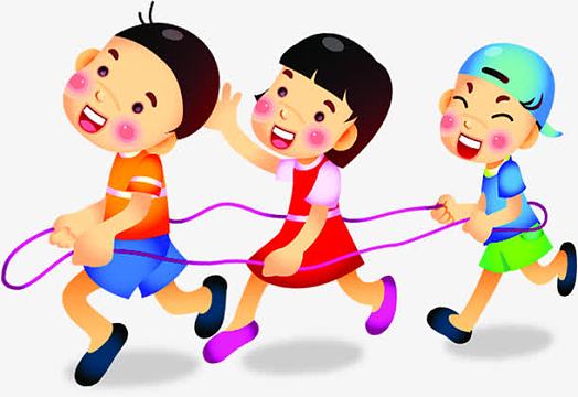 手绘跳皮筋童年幼儿