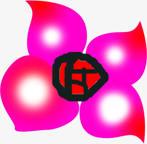 手绘粉色四瓣花设计