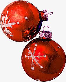 红色手绘雪花圆球圣诞节