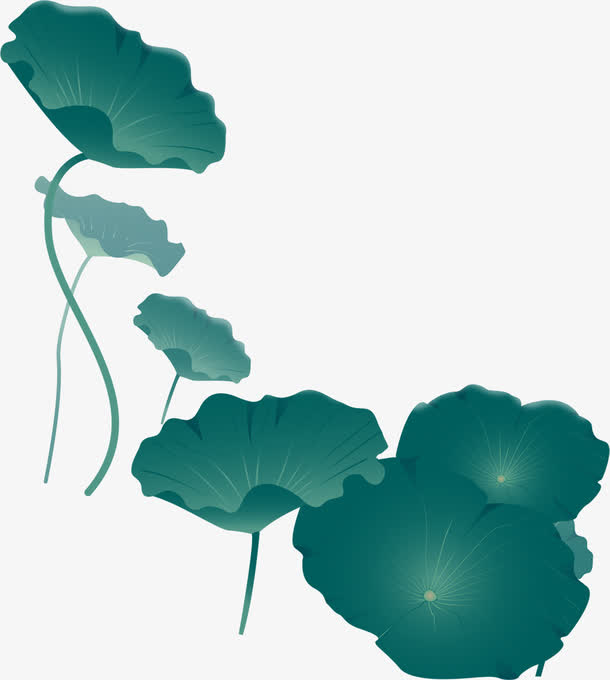 蓝色水墨荷叶造型设计免抠素材免费下载_觅元素51yuansu.com