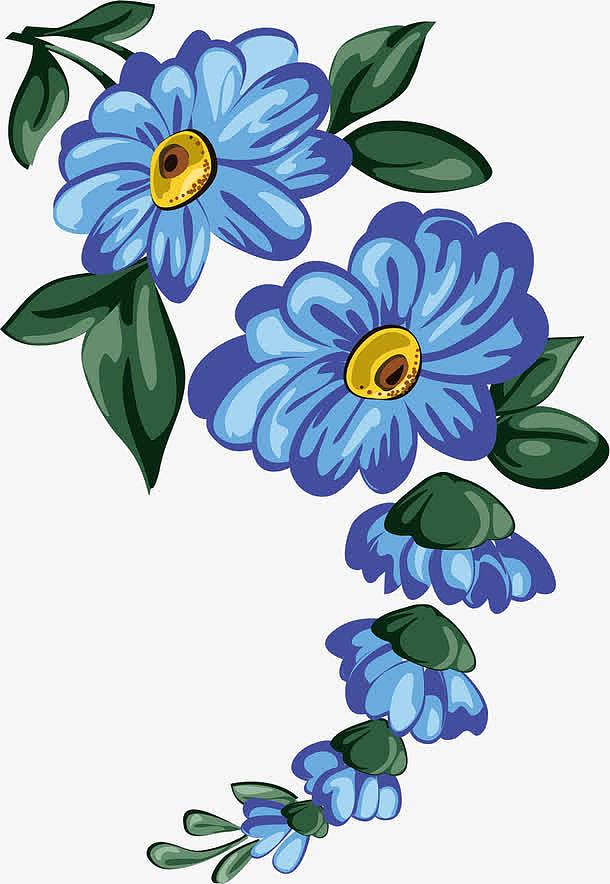 手绘蓝色花卉欧式海报