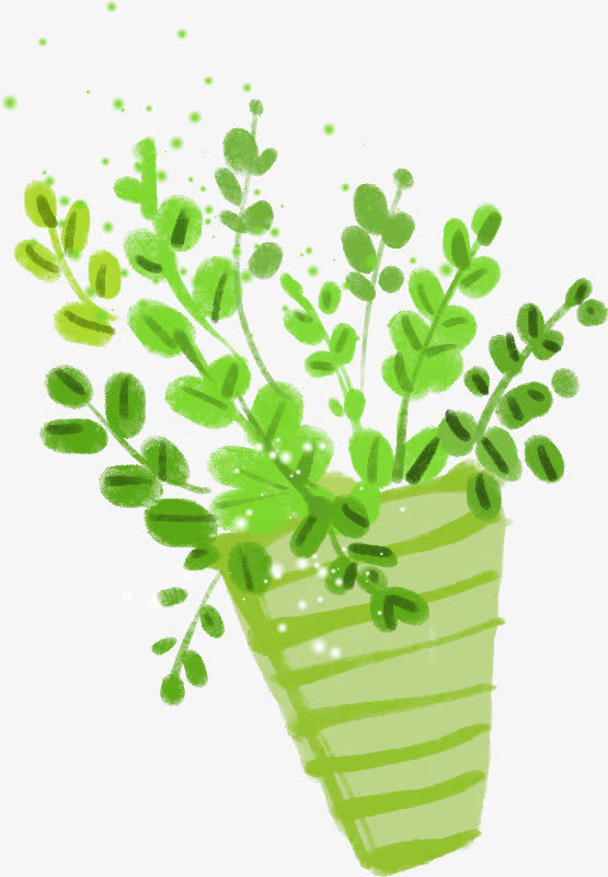 手绘清新盆栽绿色植物