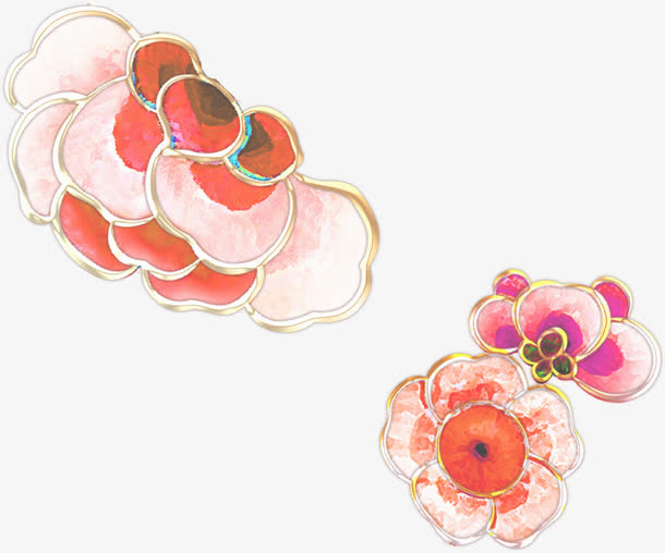 手绘粉色卡通花朵牡丹